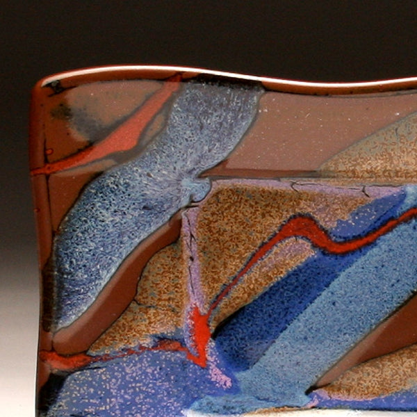 DH218 Rectangular Plate in Red, Blue, Purple and Tenmoku