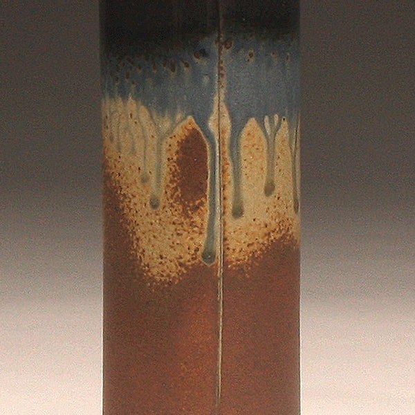 DH219 Tall Cylinder Vase Black and Ash Glaze