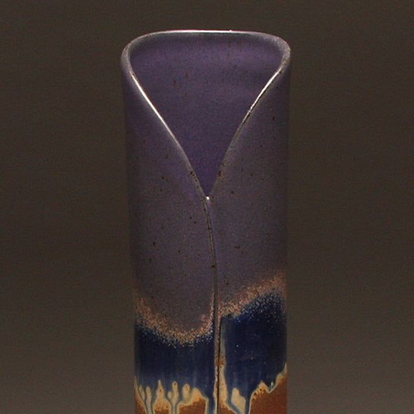 DH220 Tall Cylinder Vase Purple and Ash Glaze