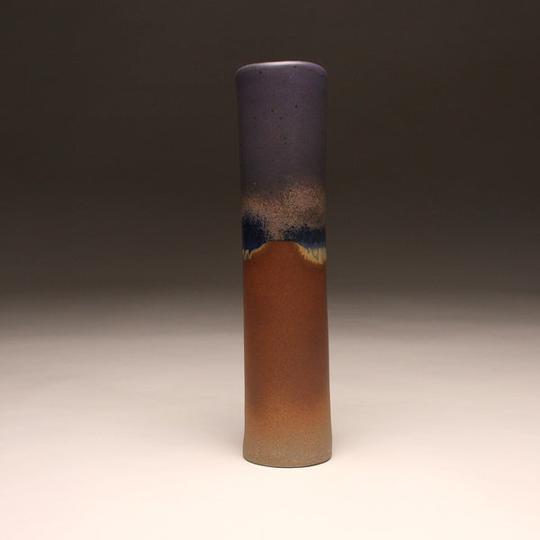 DH220 Tall Cylinder Vase Purple and Ash Glaze