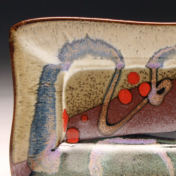 DH225 Rectangular Plate in White, Red, Blue, Purple, Teal and Tenmoku