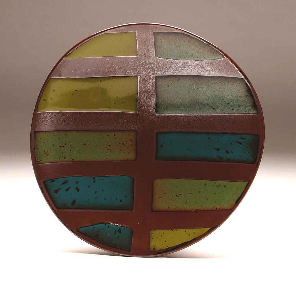 DH287  15" Green Stripes Platter