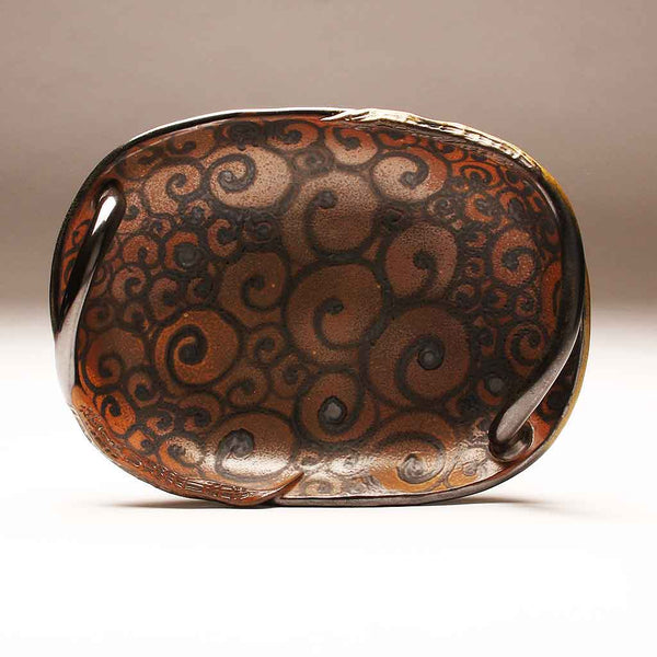 DH290  Spiral Tattoo Handled Oval Platter