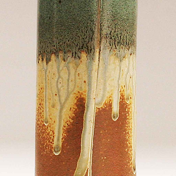 DH296  Soft Teal Green and Natural Cylinder Vase