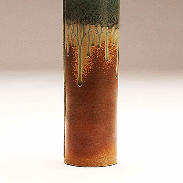 DH296  Soft Teal Green and Natural Cylinder Vase