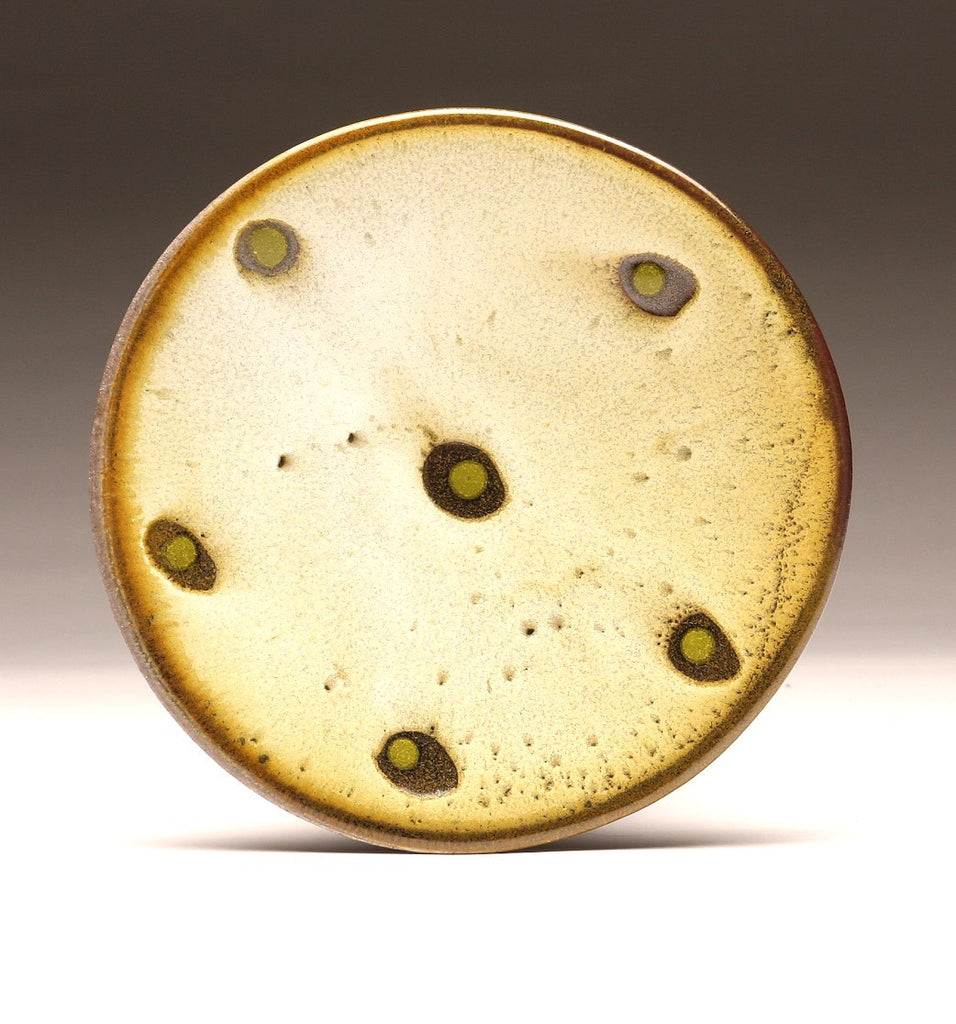 DH029 8" White and Tenmoku Spotted Platter