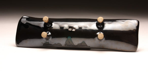DH067 Relish Tray Teal and Black with Red Spots