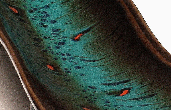 DH067 Relish Tray Teal and Black with Red Spots