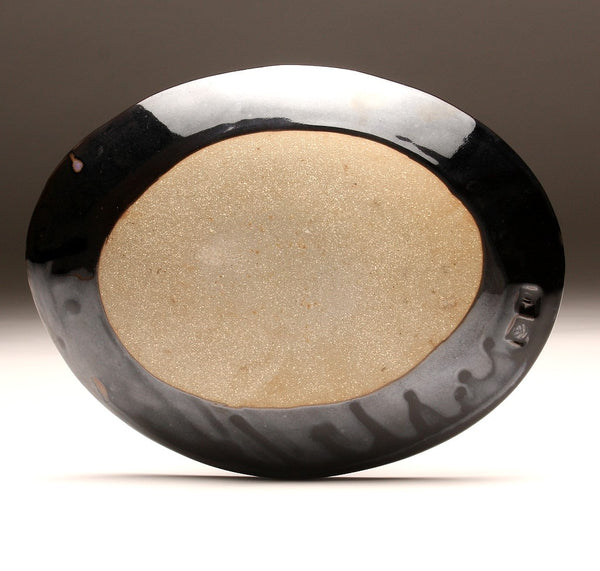 DH073 Medium Spotted Oval Platter Purple, Black, Chartreuse and Red Spots