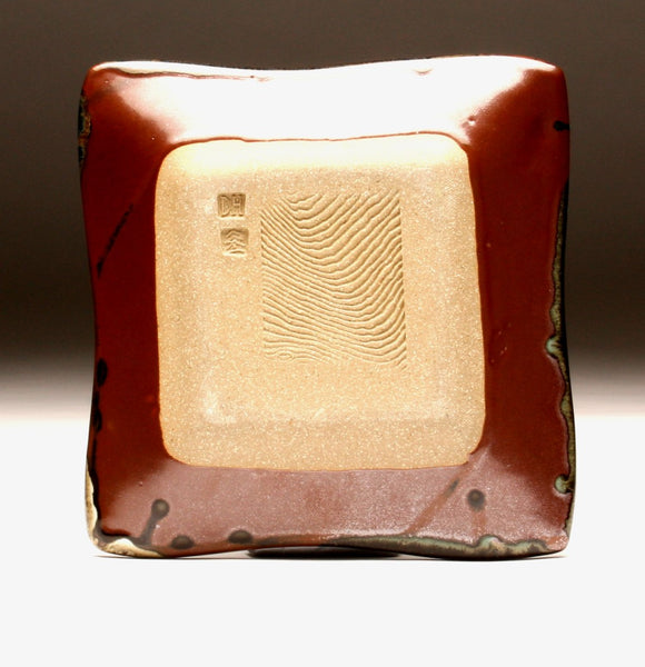 DH088 Square Plate in Green, White, Purple, and Tenmoku 9"x9"