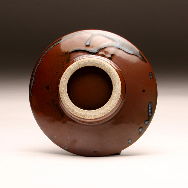 DH257  8" Platter, Chun and Copper Red over Tenmoku (black/brown)