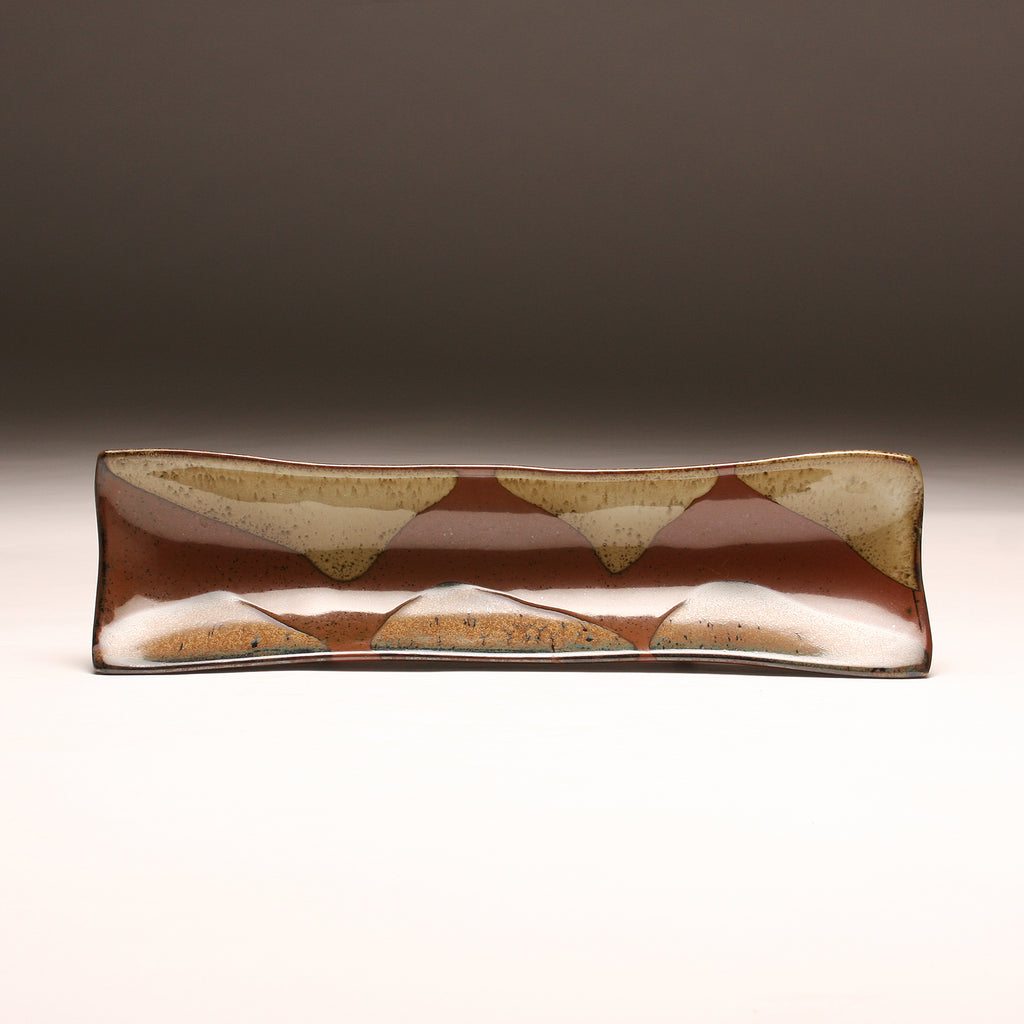 DH282 Relish Tray with Purple and White Glaze over Tenmoku Pattern