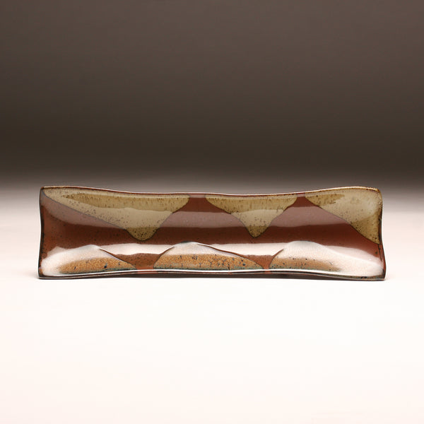 DH282 Relish Tray with Purple and White Glaze over Tenmoku Pattern