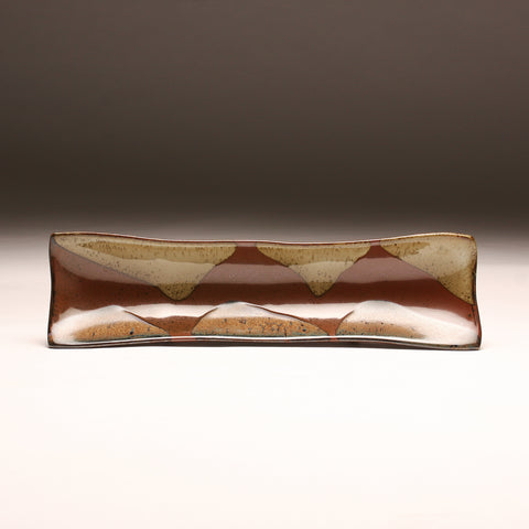 DH282 Relish Tray with Purple and White Glaze over Tenmoku Pattern