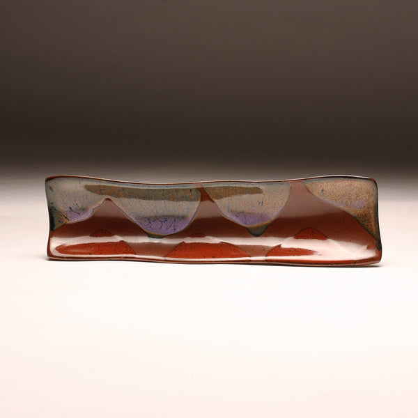 DH283 Relish Tray with Purple and Red Glaze over Tenmoku Pattern