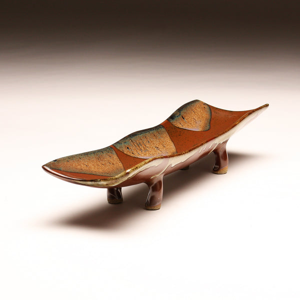DH283 Relish Tray with Purple and Red Glaze over Tenmoku Pattern