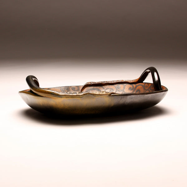 DH290  Spiral Tattoo Handled Oval Platter