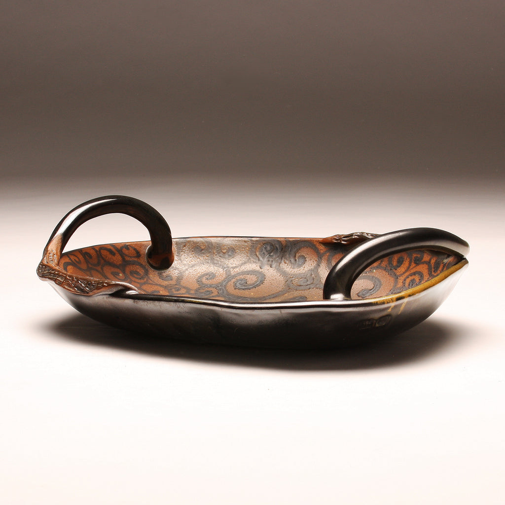 DH290  Spiral Tattoo Handled Oval Platter
