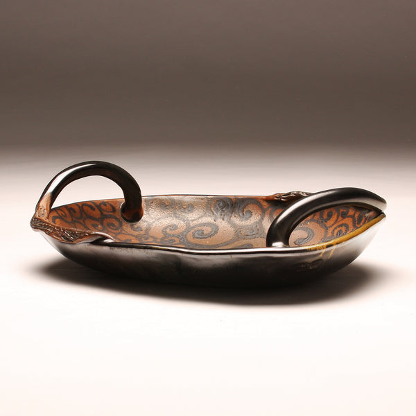 DH290  Spiral Tattoo Handled Oval Platter