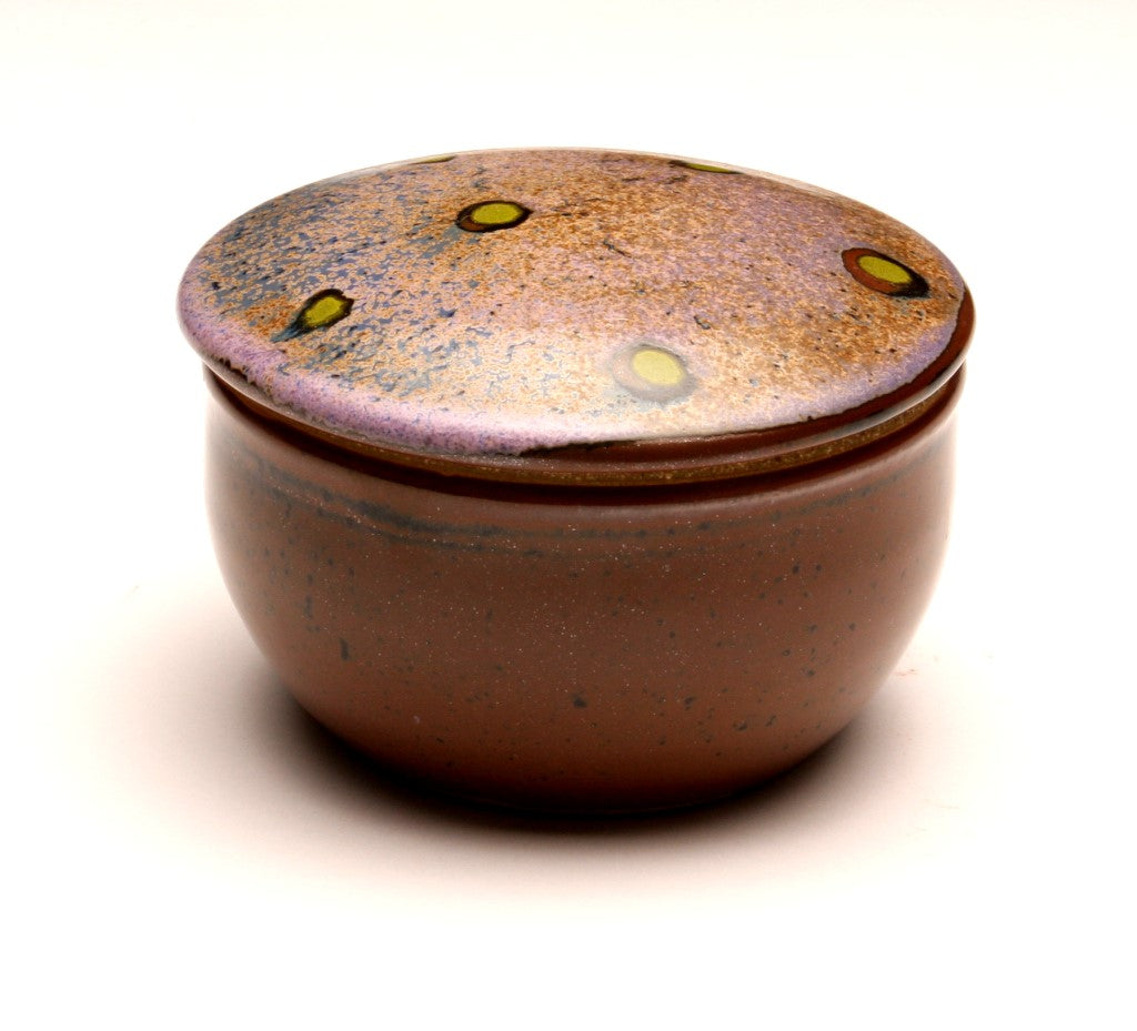GH052 Covered box, purple over black, and chartreuse spots