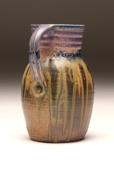 GH058 half-gallon pitcher woodfired purple and gold