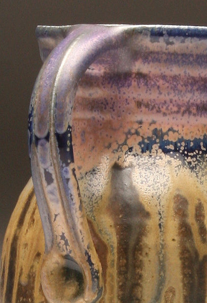 GH058 half-gallon pitcher woodfired purple and gold