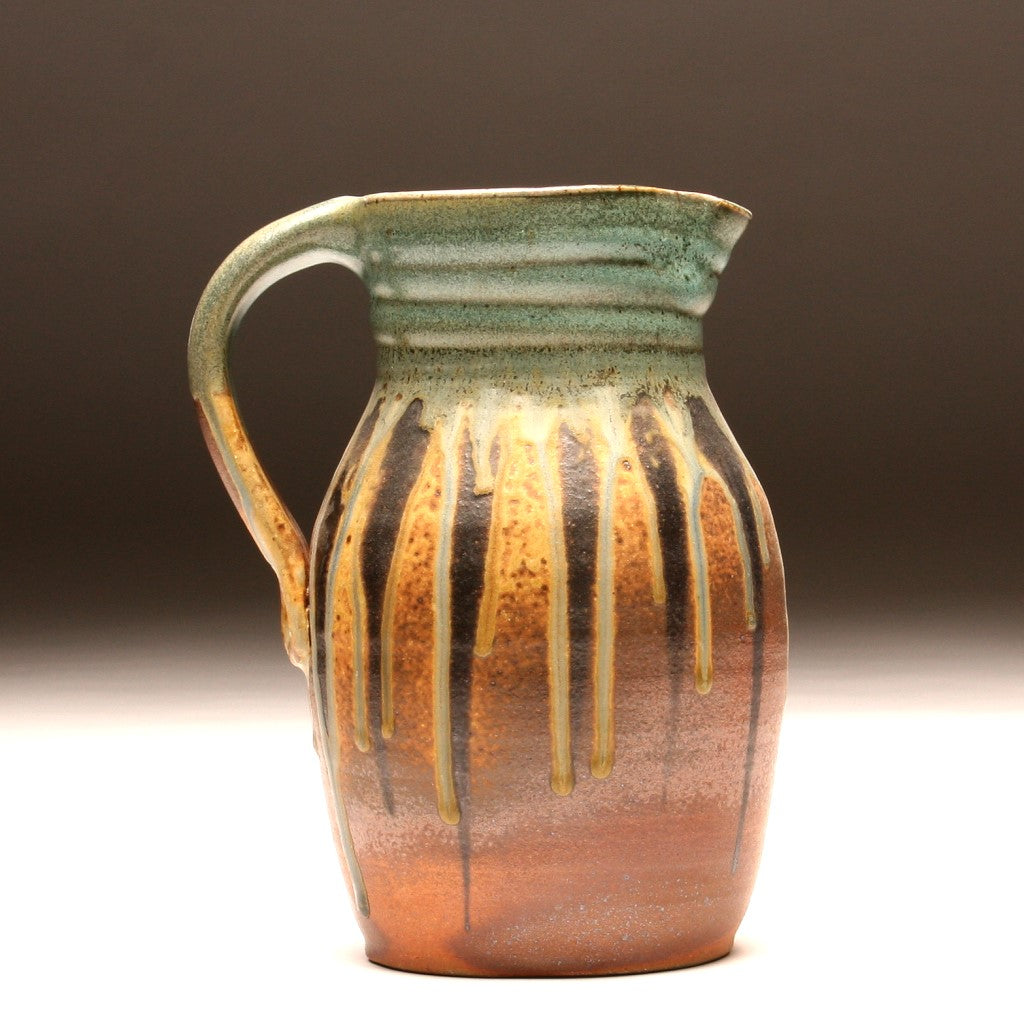 GH112 half-gallon pitcher woodfired teal and ash