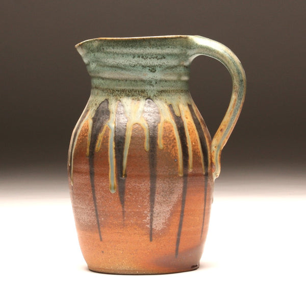 GH112 half-gallon pitcher woodfired teal and ash