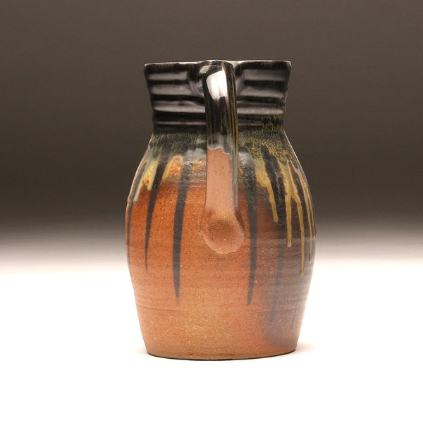 GH113 half-gallon pitcher woodfired black and gold