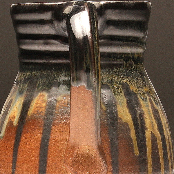 GH113 half-gallon pitcher woodfired black and gold