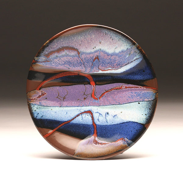 DH201 8" Landscape Platter in Blue, Red, Purple, and Tenmoku