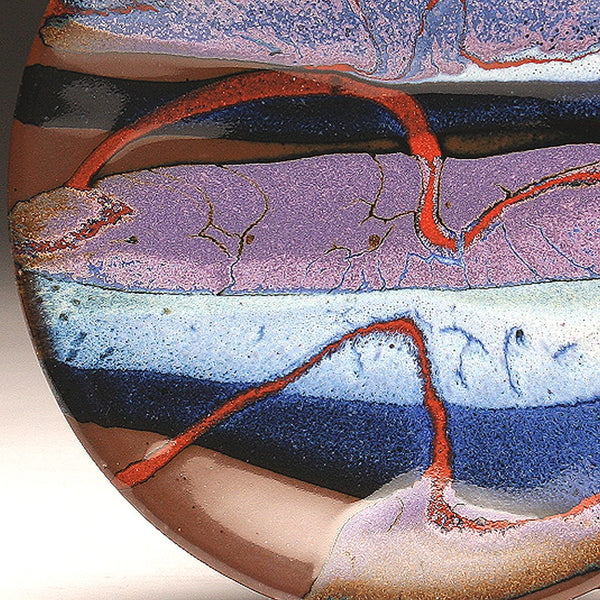 DH201 8" Landscape Platter in Blue, Red, Purple, and Tenmoku
