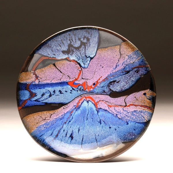 DH202 8" Landscape Platter in Blue, Red, Purple, and Black