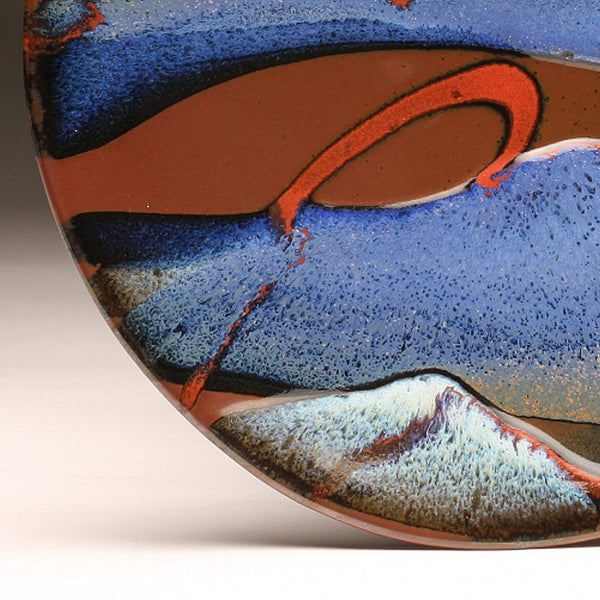 DH206 11" Landscape Platter in Blue, Red, Purple, and Tenmoku