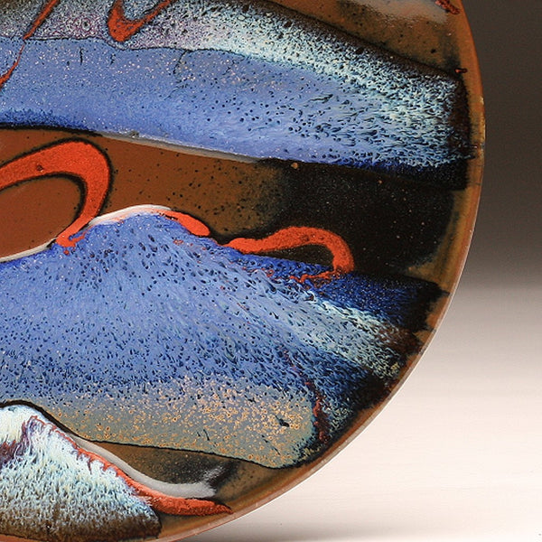DH206 11" Landscape Platter in Blue, Red, Purple, and Tenmoku