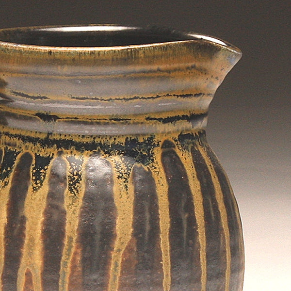 GH209 quart pitcher woodfired black, orange, and gold