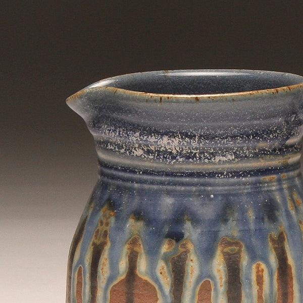 GH213 quart pitcher woodfired blue and ash