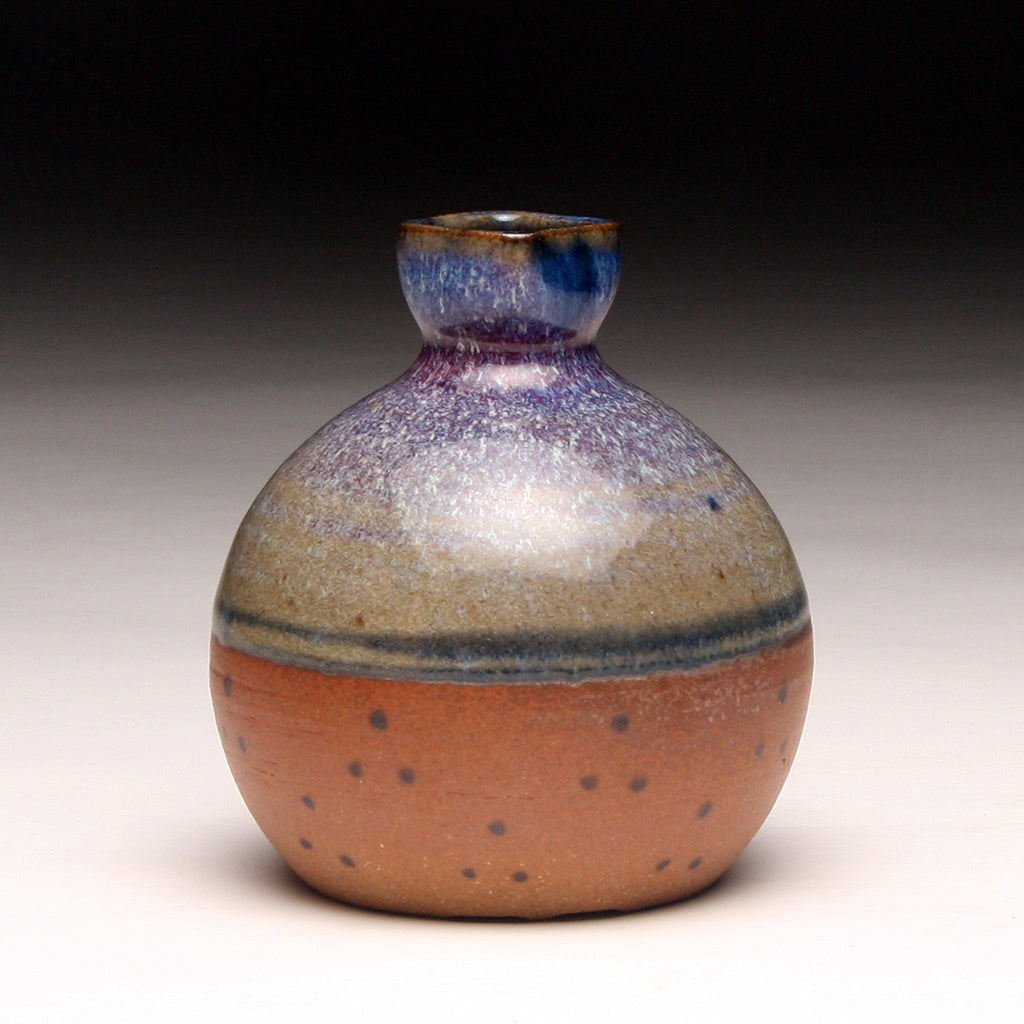 GH231 Copper Red and Natural Square-top Bottle with Dots
