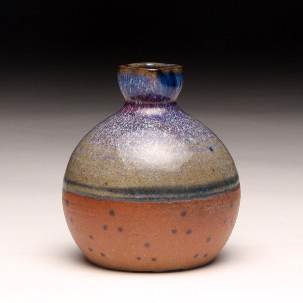 GH231 Copper Red and Natural Square-top Bottle with Dots
