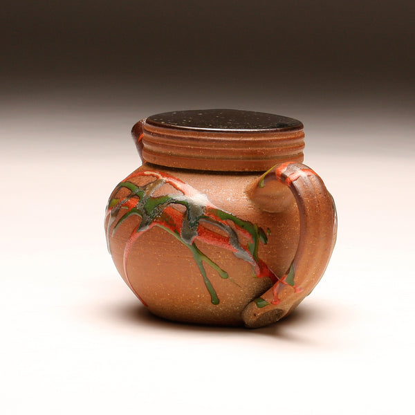 GH286 Woodfired Carnival Teapot with Black Cap-style lid