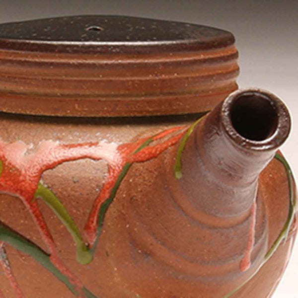 GH286 Woodfired Carnival Teapot with Black Cap-style lid
