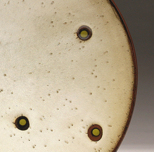 DH006 Large 15" White and Tenmoku Spotted Platter