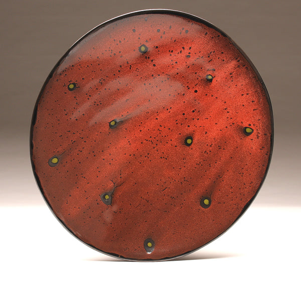 DH010 Extra Large 18" Platter Black and Red Spots