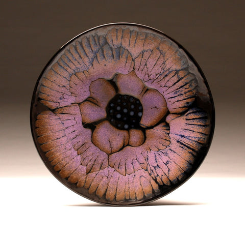 DH019 15" Purple and Black Flower Platter