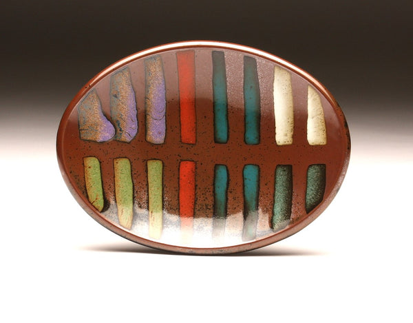 DH059 Small Oval Platter with Multi Colored Glazes
