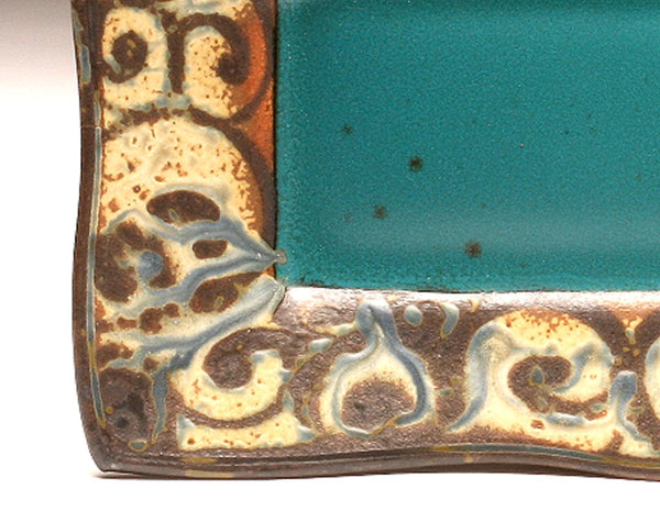 DH061 Rectangular Plate in Teal and Spiral Tattoo