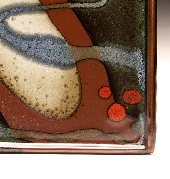 DH063 Square Plate with Trailed Glazes