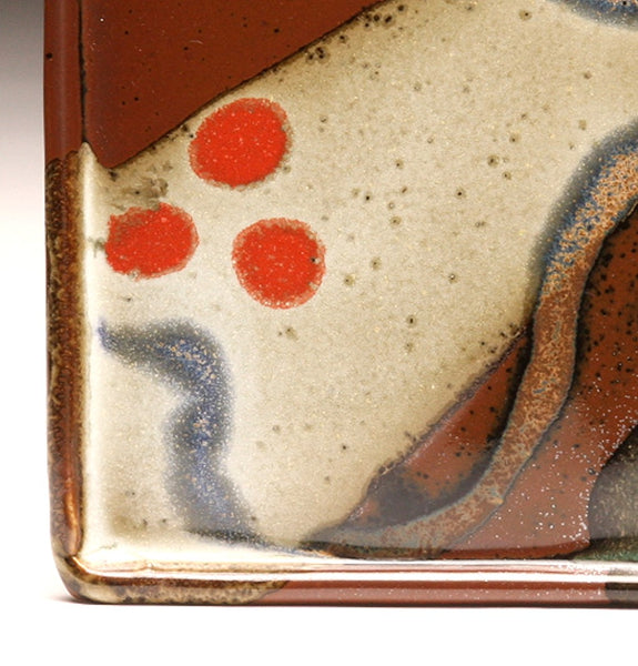 DH064 Square Plate with Trailed Glazes