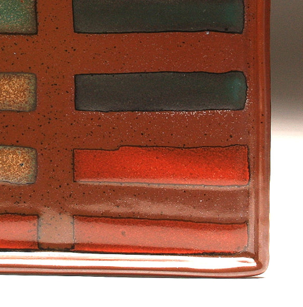 DH078 Large Square Plate with Stripes and 8 glazes!