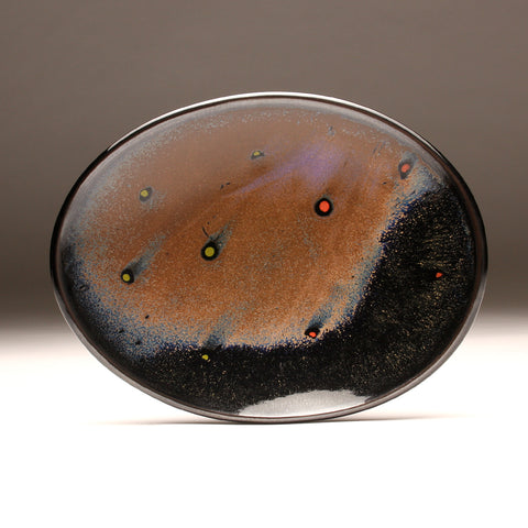 DH084 Large Oval Platter Cosmic Glaze and Decoration